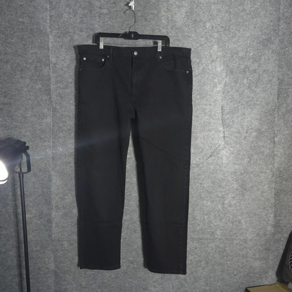 Levis 502 Regular Taper Jeans Mens 42x34 Black 59684 Denim Pants Solid Cowboys